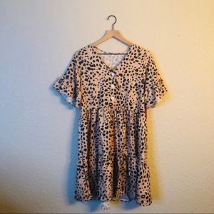 Dalmatian Dot Tan & Black Swing Dress